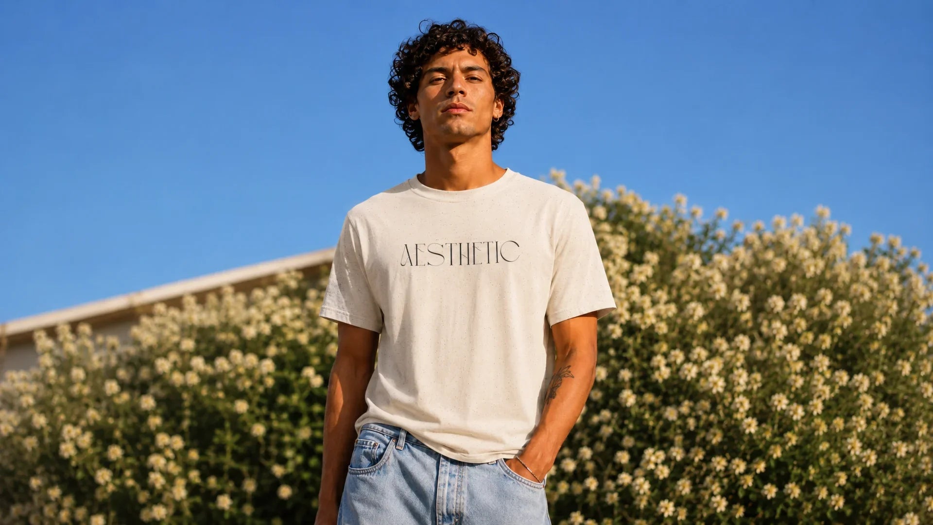 Model wearing a clean minimalist T-shirt from the Stillor Clothing Minimalist T-Shirts collection