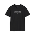 Black Positive Energy T-Shirt, front view with outlined POSITIVE text and small ENERGY lettering on the chest.
