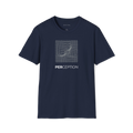 Navy Blue Perception T-shirt, front view with grey warped grid graphic and bold PERCEPTION text.